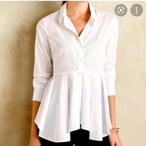 Anthropologie HD in Paris White Peplum Button-Down